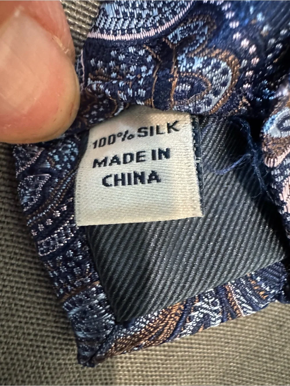 Men's Paisley Silk Tie in Navy and Brown Light Blue by Joseph Abboud Executive